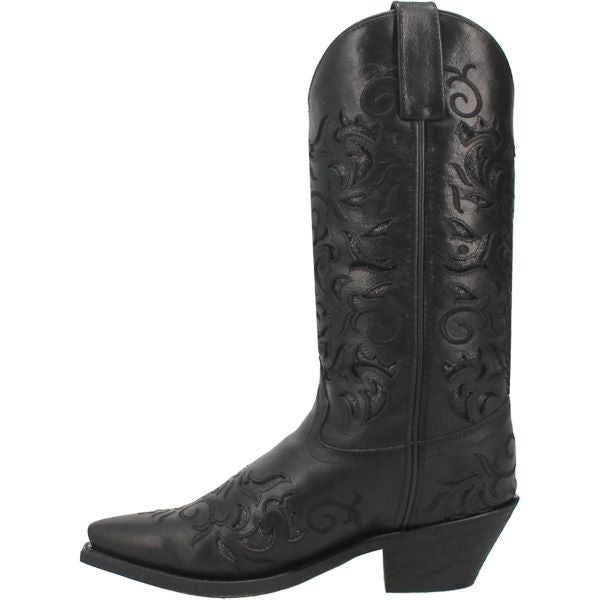 Laredo Black Night Sky Women's 12 Inch Leather Snip Toe Western Boots 52450