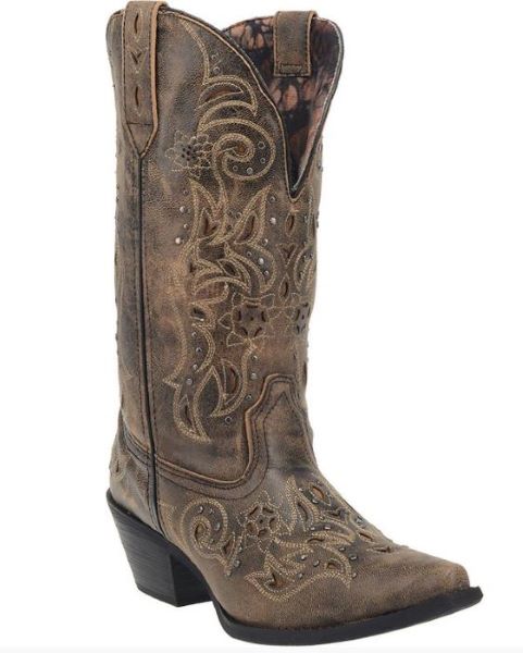 Laredo Black With Tan Vanessa Wide Calf Womens Western Cowboy Boots 52050