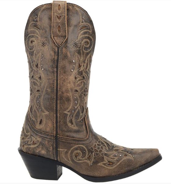 Laredo Black with Tan Vanessa Wide Calf Womens Western Cowboy Boots 52050