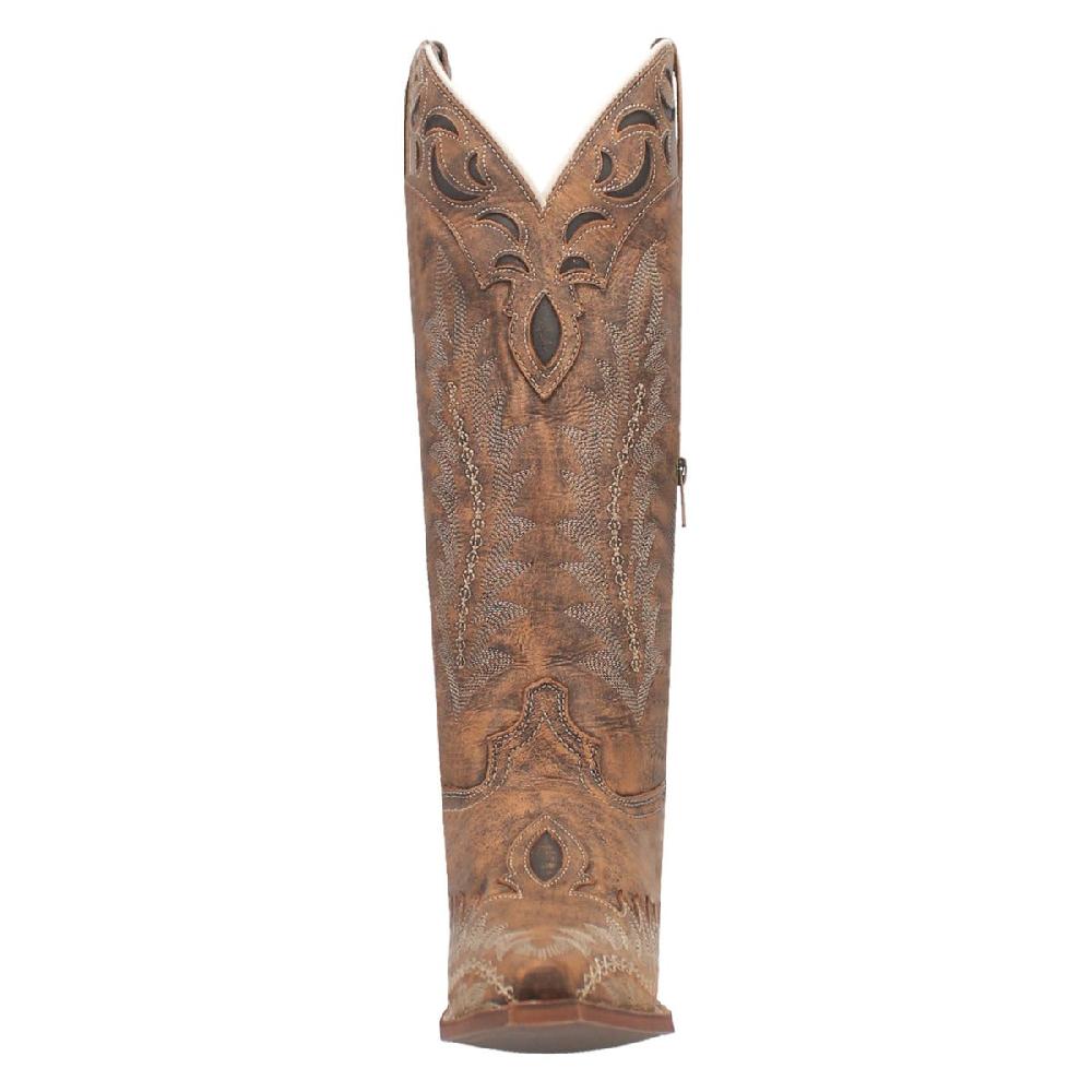 Laredo Brown Paige 15 Inch Women's Leather Snip Toe Western Boots With Side Zipper 52226