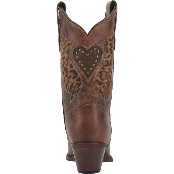 Laredo Brown With Animal Print Inlay Stella Womens Western Boots 52396