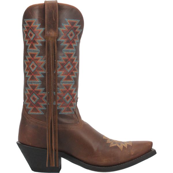 Laredo Brown With Aztec Inspired Designs Charmayne Womens Western Boots LA1033