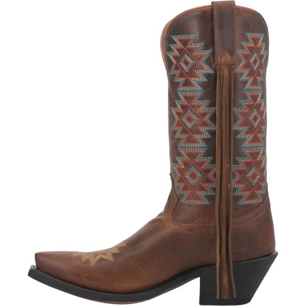 Laredo Brown With Aztec Inspired Designs Charmayne Womens Western Boots LA1033