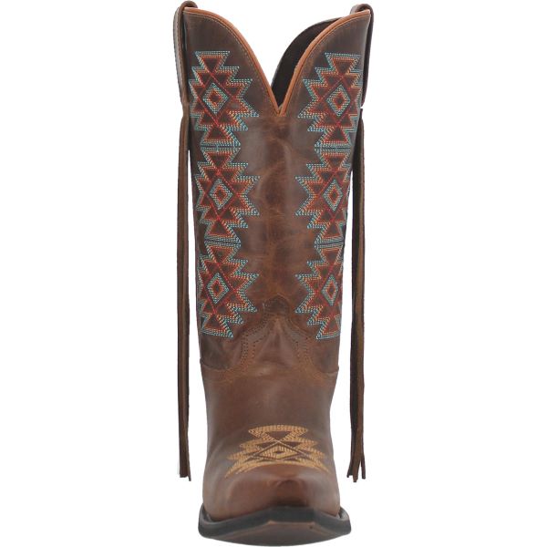 Laredo Brown With Aztec Inspired Designs Charmayne Womens Western Boots LA1033