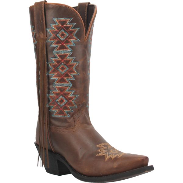Laredo Brown with Aztec inspired Designs Charmayne Womens Western Boots LA1033