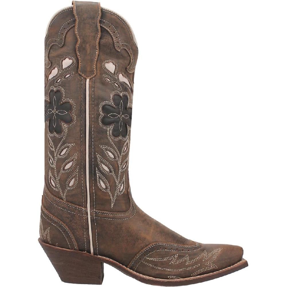 Laredo Brown Zuri Women's 12 Inch Snip Toe Leather Western Boots 54268