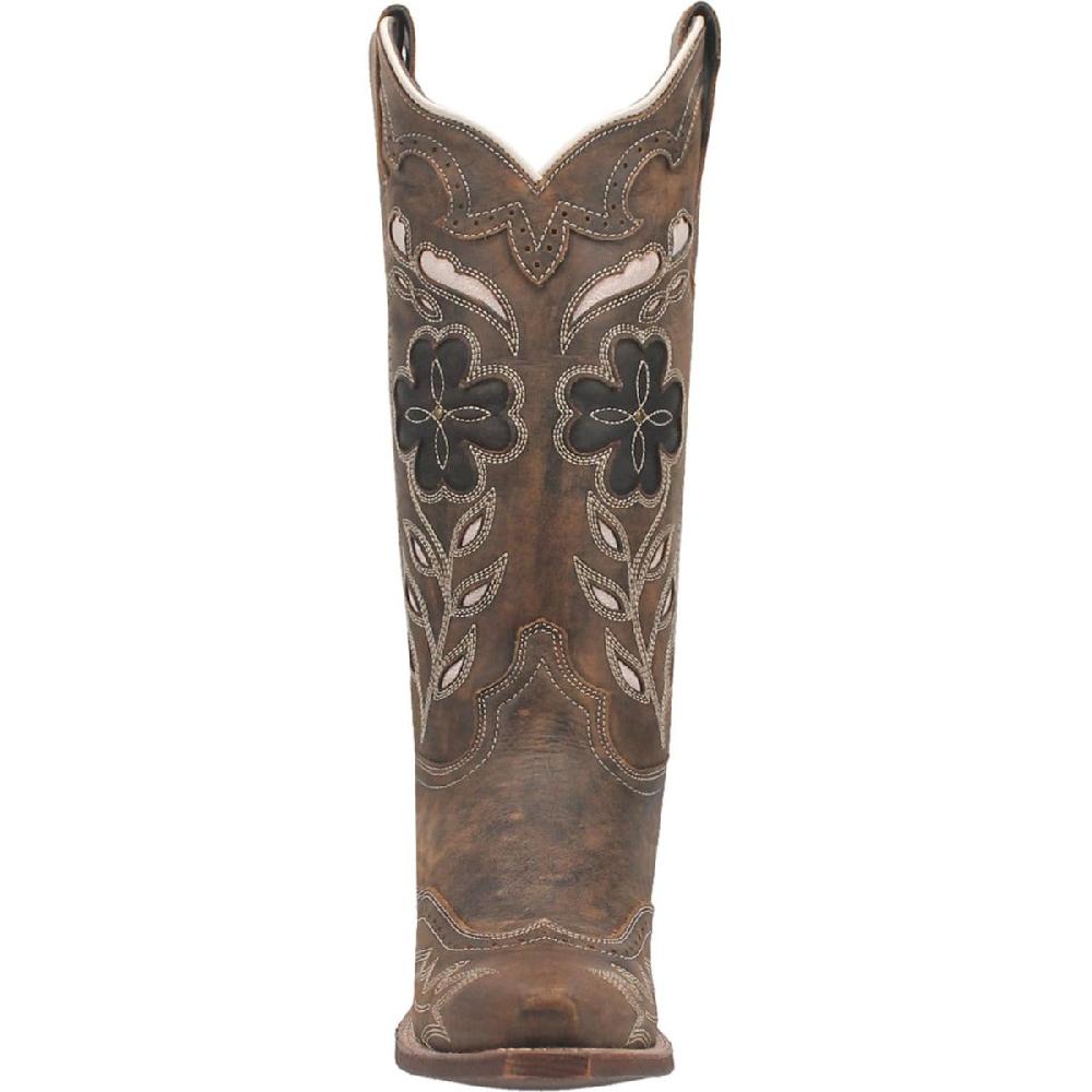 Laredo Brown Zuri Women's 12 Inch Snip Toe Leather Western Boots 54268