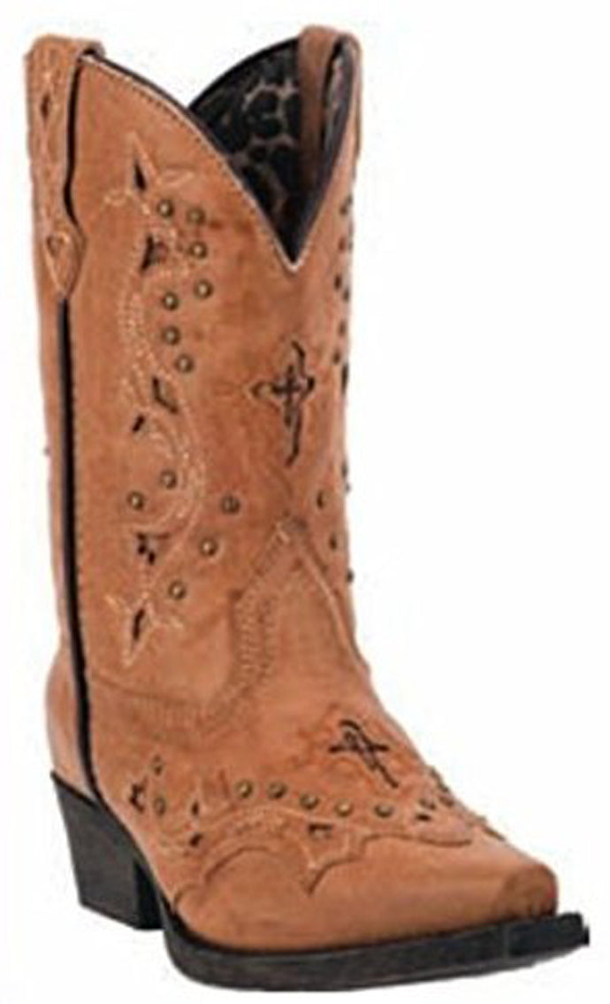 Laredo Cross and Studs Tan Kids Western LC2283
