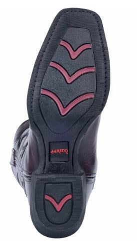 Laredo Men's Lawton Black Cherry Square Toe Leather Cowboy Boots 68448