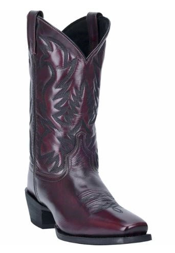 Laredo Men's Lawton Black Cherry Square Toe Leather Cowboy Boots 68448