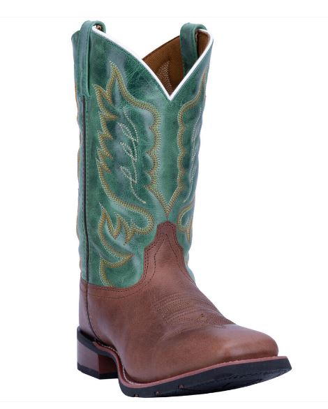 Laredo Men's Tan Square Toe Boot Green Upper 7806