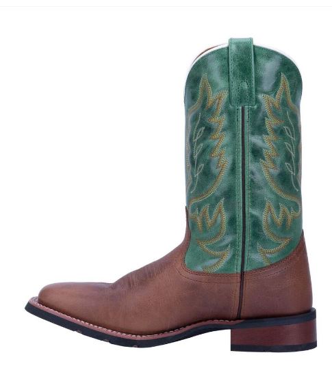 Laredo Men's Tan Square Toe Boot Green Upper 7806