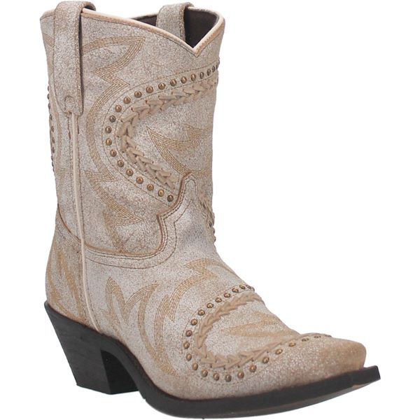 Laredo Off White Fancy 8 inch Snip Toe Women's Western Boots 52400