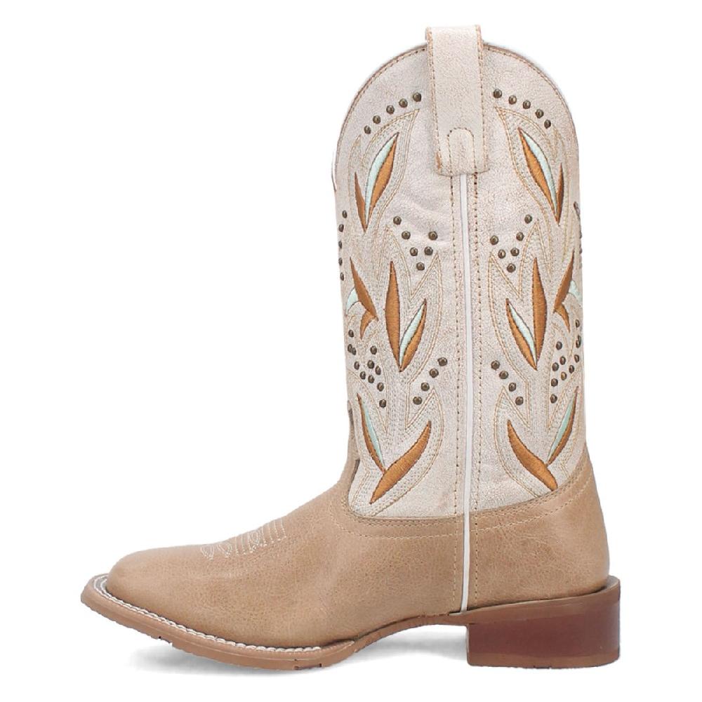 Laredo Sand White Lydia 11 Inch Women's Leather Broad Square Toe Western Boots 5603