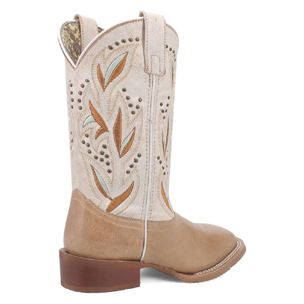 Laredo Sand White Lydia 11 Inch Women's Leather Broad Square Toe Western Boots 5603