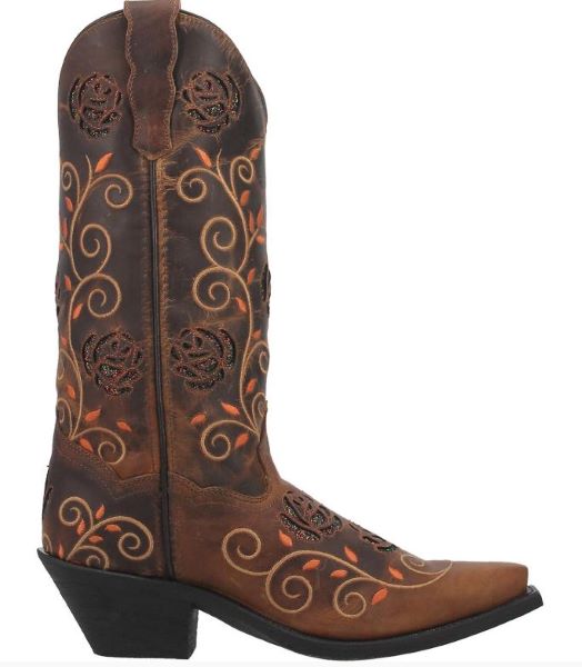 Laredo Tan And Brown Rose Womens Western Boots 52392