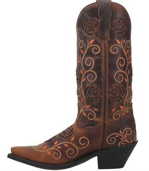 Laredo Tan And Brown Rose Womens Western Boots 52392