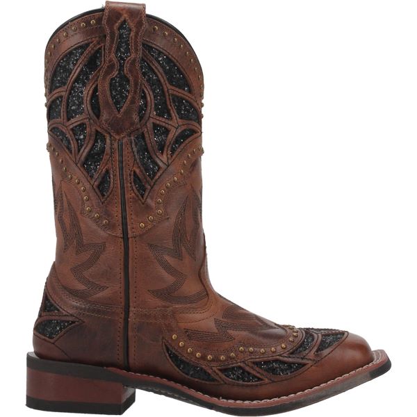 Laredo Tan/Black Eternity Broad Square Toe Women's Western Boots 5866-LAR