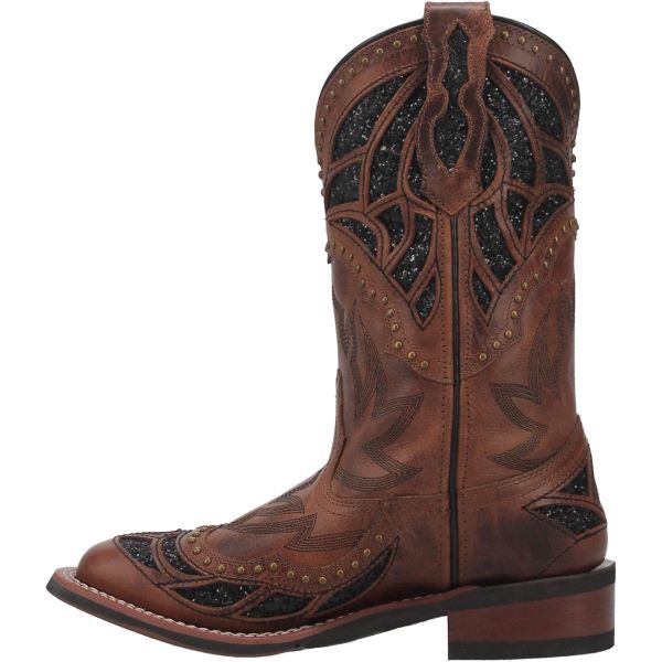 Laredo Tan/Black Eternity Broad Square Toe Women's Western Boots 5866-LAR