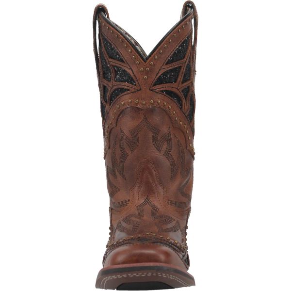 Laredo Tan/Black Eternity Broad Square Toe Women's Western Boots 5866-LAR