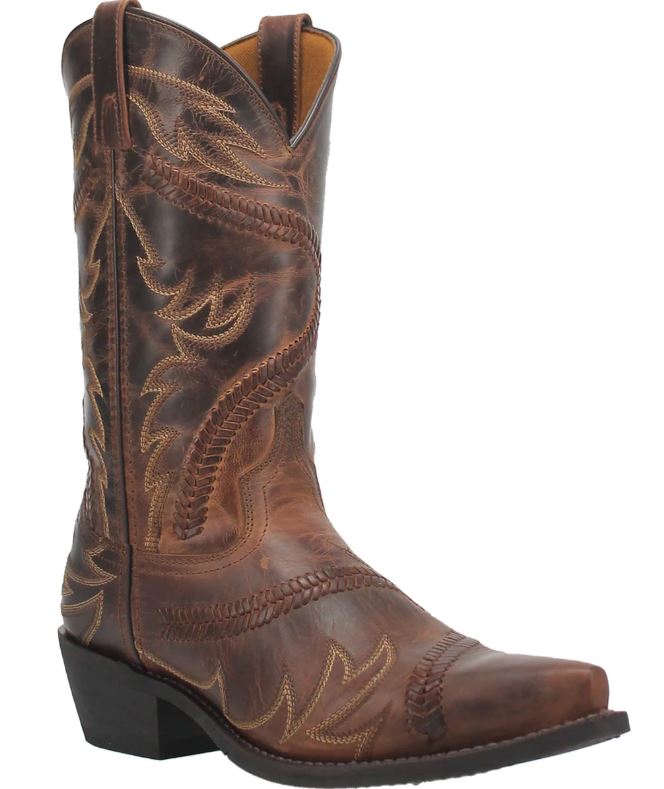 Laredo Tan Jag Mens Leather Snip Toe Western Boots 68425