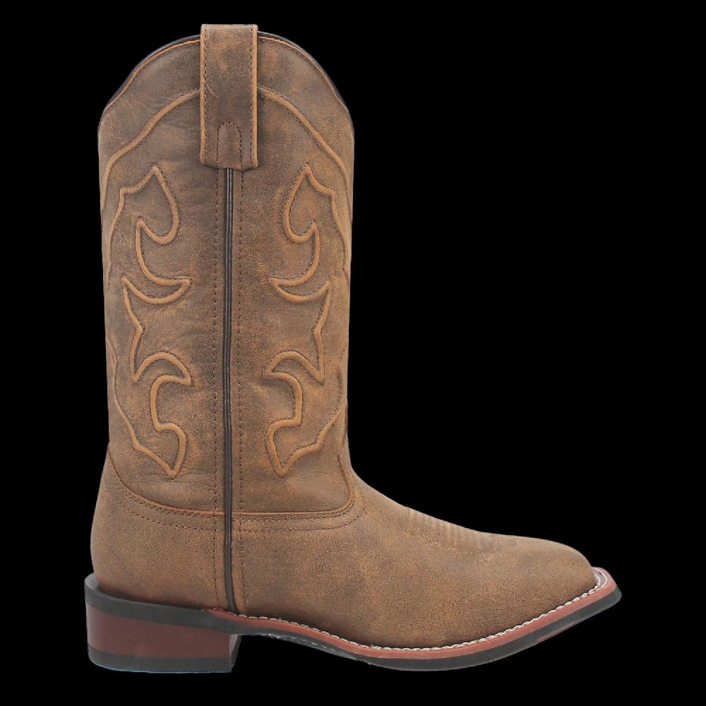 Laredo Tan Megan Women's Stockman Leather Wide Square Toe Boots 3119