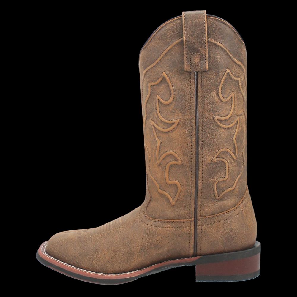Laredo Tan Megan Women's Stockman Leather Wide Square Toe Boots 3119