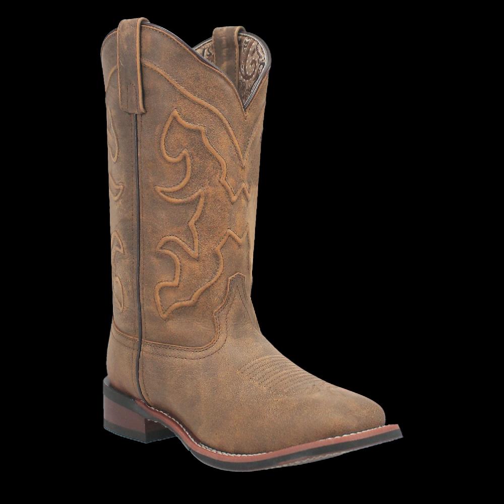 Laredo Tan Megan Women's Stockman Leather Wide Square Toe Boots 3119