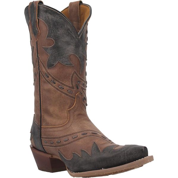 Laredo Tan Porter Mens Snip Toe Western Boots with Stich Overlay 68408