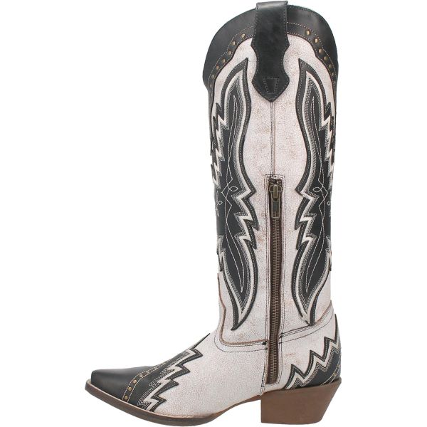 Laredo White/Black Shawnee 15 Inch Snip Toe Women's Western Boots 52460