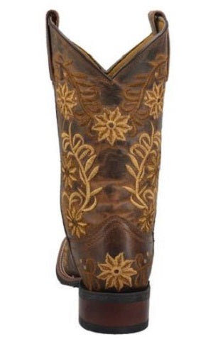 Laredo Women's Brown Secret Garden Floral Embroidered Pull-On Cowgirl Boot 5822