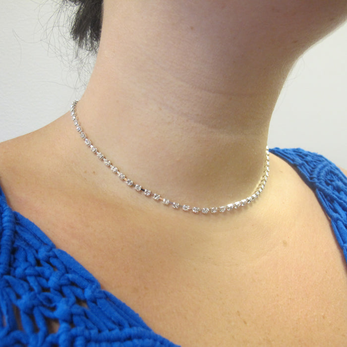 A-87 Single Row Rhinestone Choker