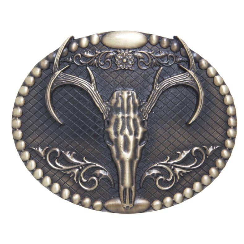 Andwest Oval Elk Skull Buckle 565-06