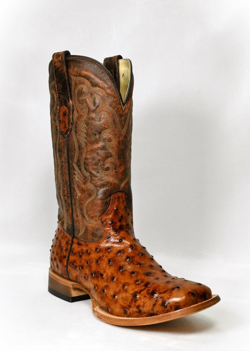 Cowtown Brown Ostrich Print Boots Q6064