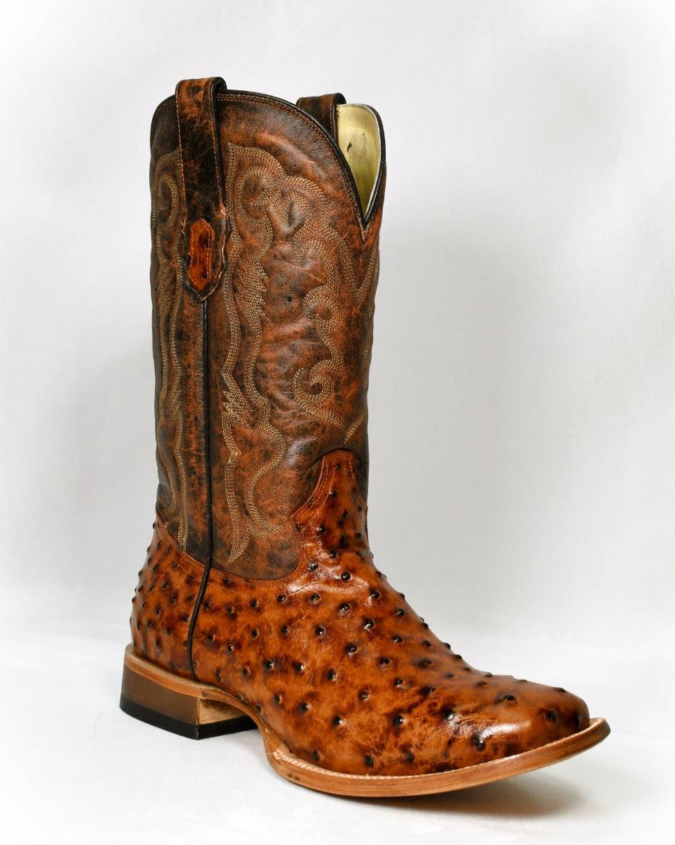 Cowtown Brown Ostrich Print Boots Q6064