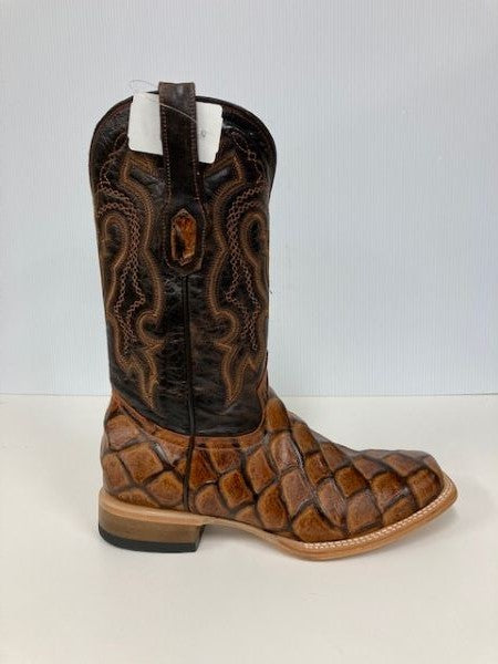 Cowtown Cognac Fish Print Mens Boots Q156