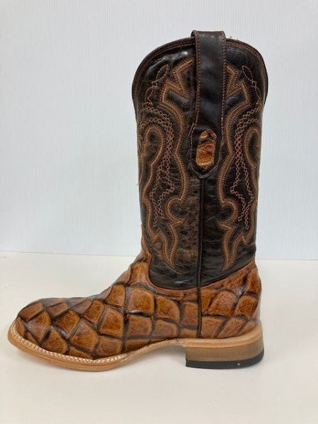 Cowtown Cognac Fish Print Mens Boots Q156