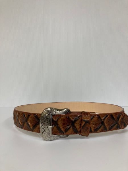 Cowtown Cognac Men's Fish Print Belt H156