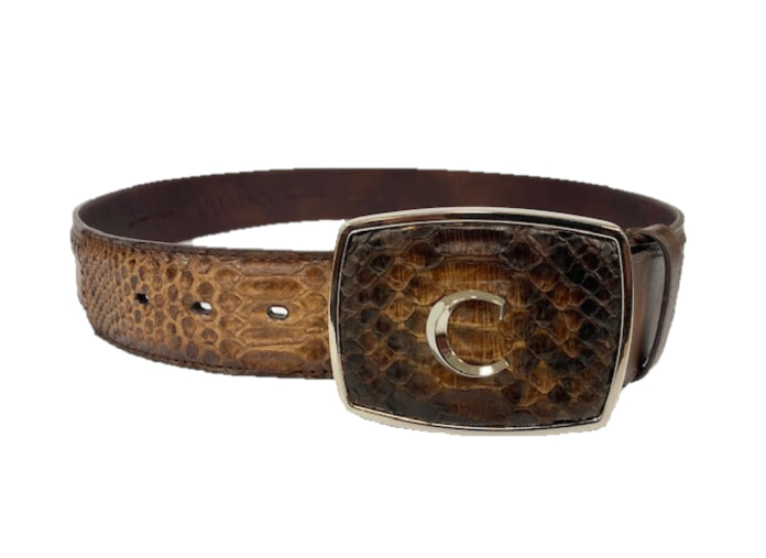 Cuadra Brown Western Python Belt BC200
