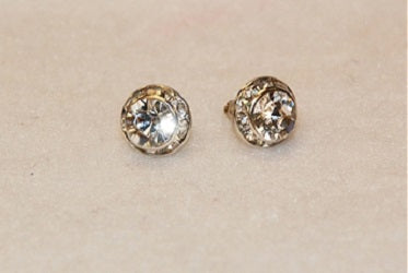 J-112E 8mm Rhinestone Trimmed Earrings