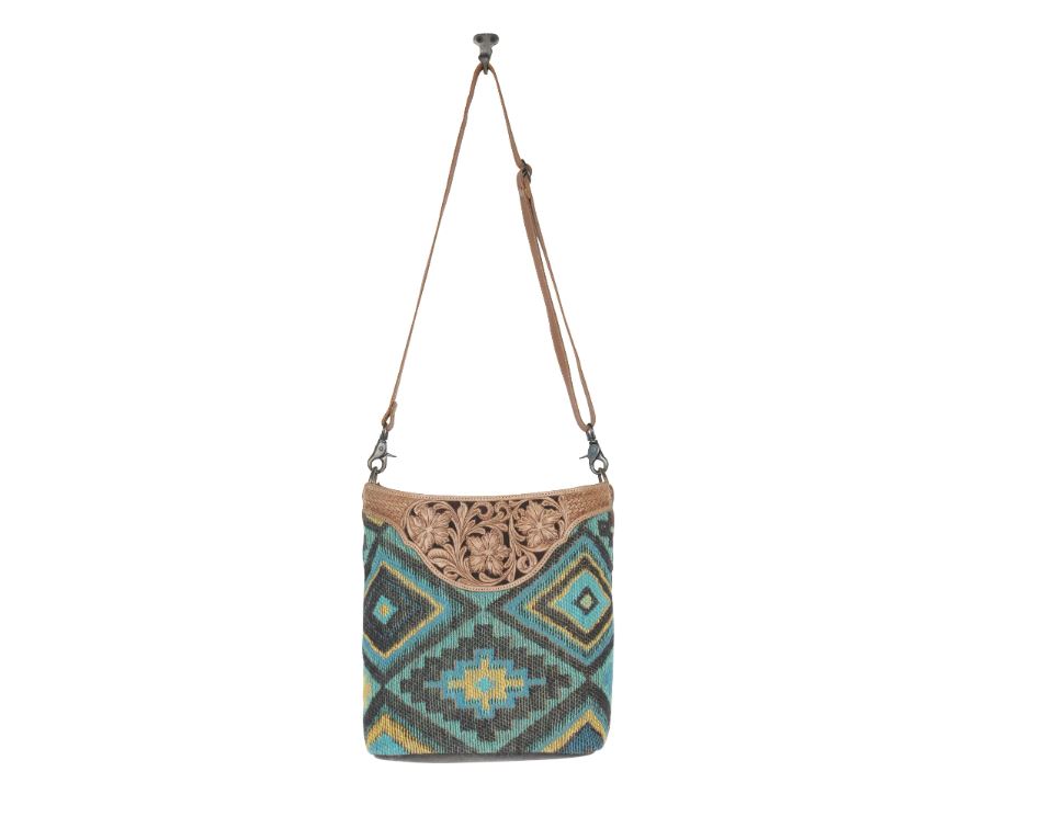Myra Bag Blue Spring Hand-Tooled Bag S-4387