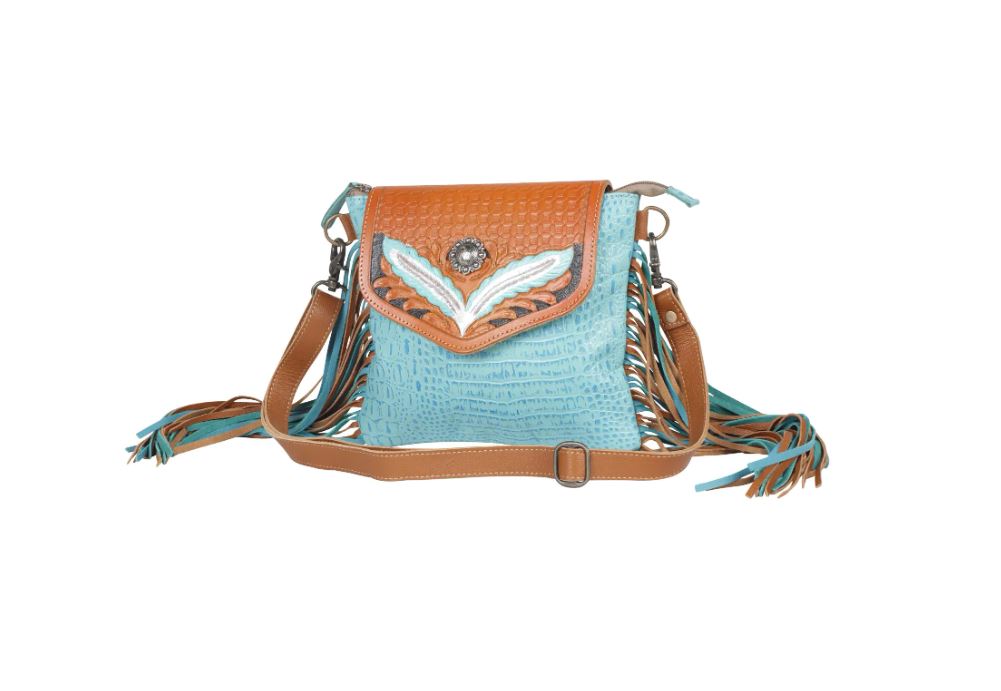Myra Bag Blue Wings Hand-Tooled Bag S-4340