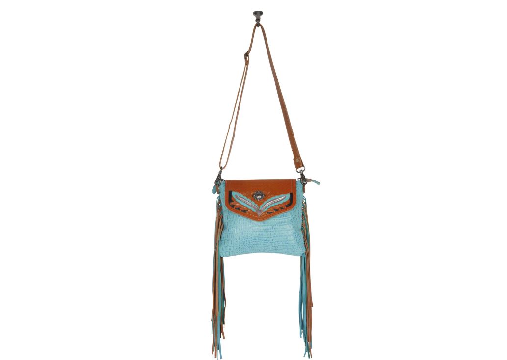 Myra Bag Blue Wings Hand-Tooled Bag S-4340