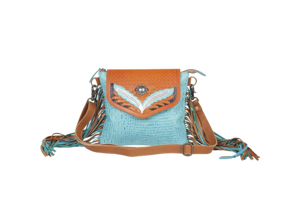 Myra Bag Blue Wings Hand-Tooled Bag S-4340