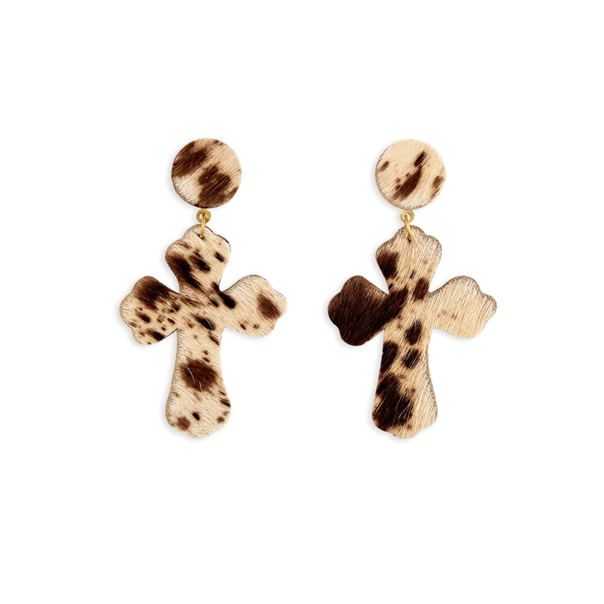 Myra Bag Cross Hair-On Hide Earrings S-9011