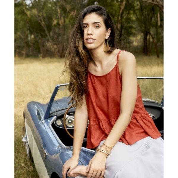 Myra Red Flush Ruffle Tank Top S-4235