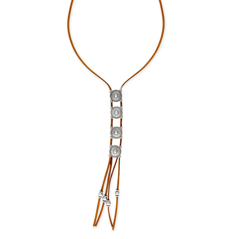 Myra Sleik Leather Concho Necklace S-7155