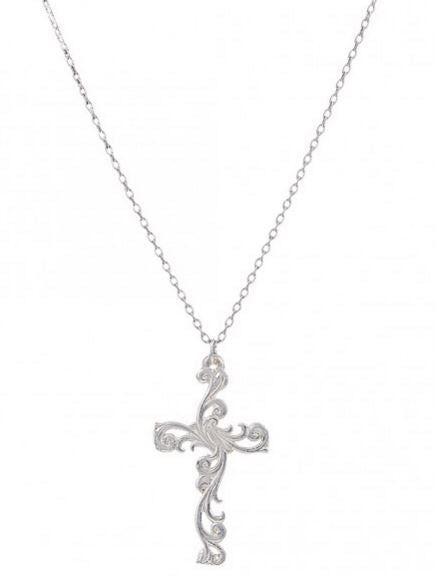 NC2267D Filigree Silver Cross Necklace