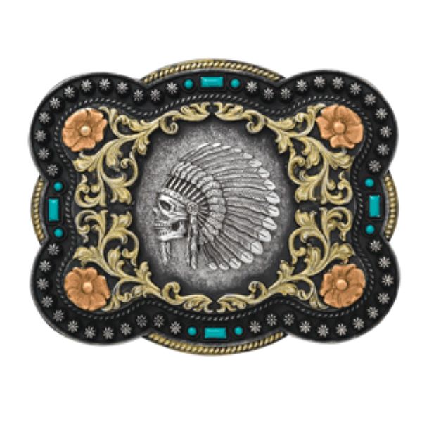 Nocona Indian Chief Skull Mens Buckle 37038