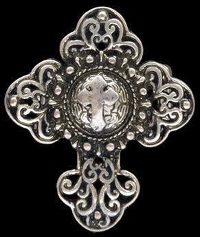 R1109SB Silver Strike Cross Ring
